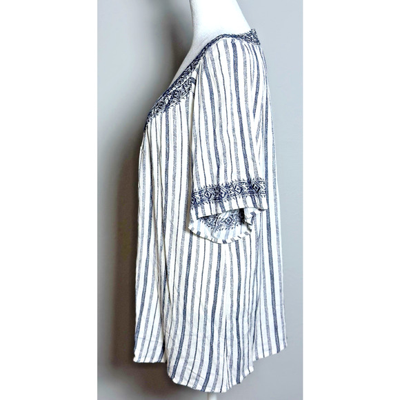 Knox Rose Womens Cream Navy Stripped Bohemian Womens Casual Oversized Top XXL - Picture 5 of 16